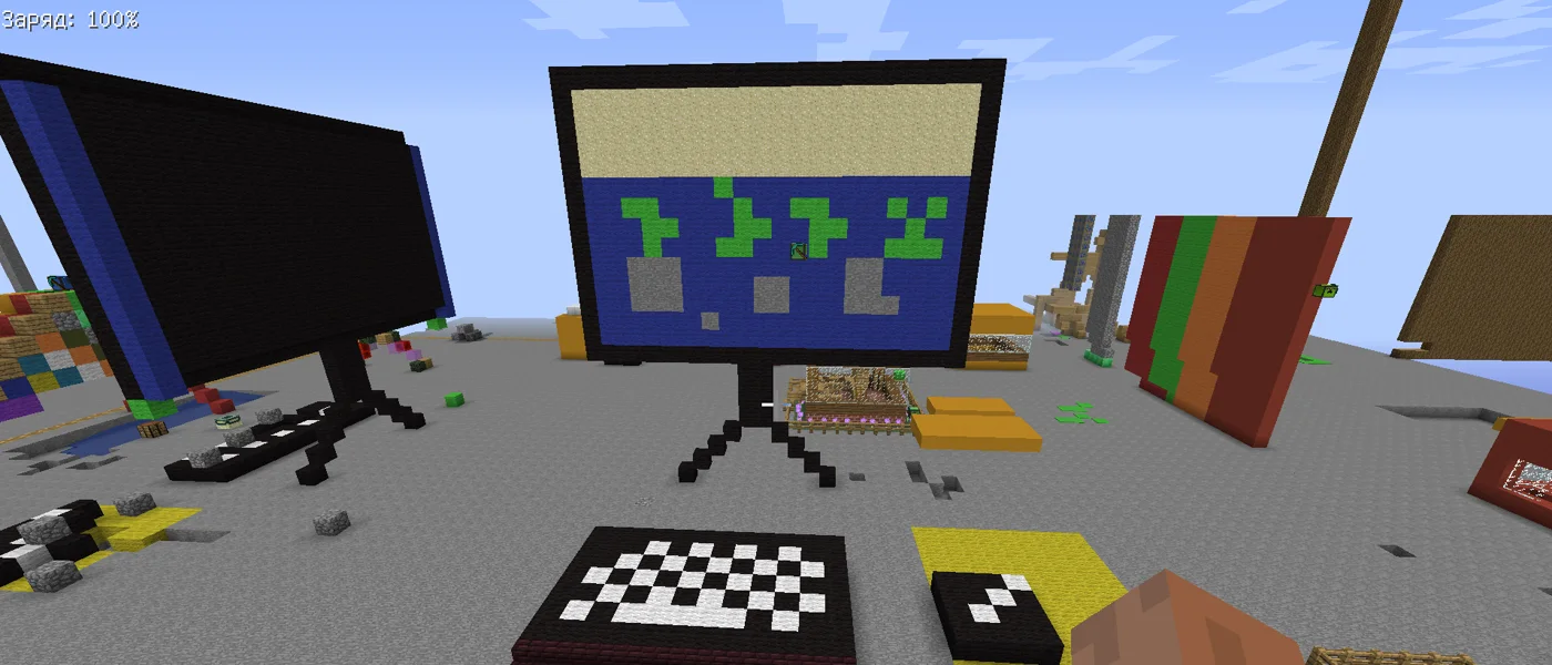 Пиксельные экраны и большие творческие конструкции в Minecraft